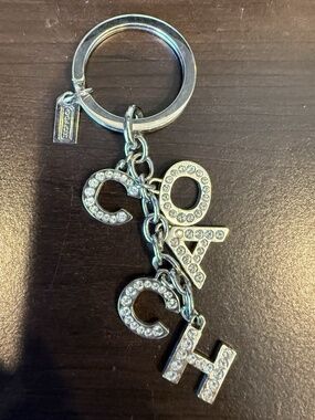 COACH Collectibe Pave Swarovski Crystal Letter Silver Keychain